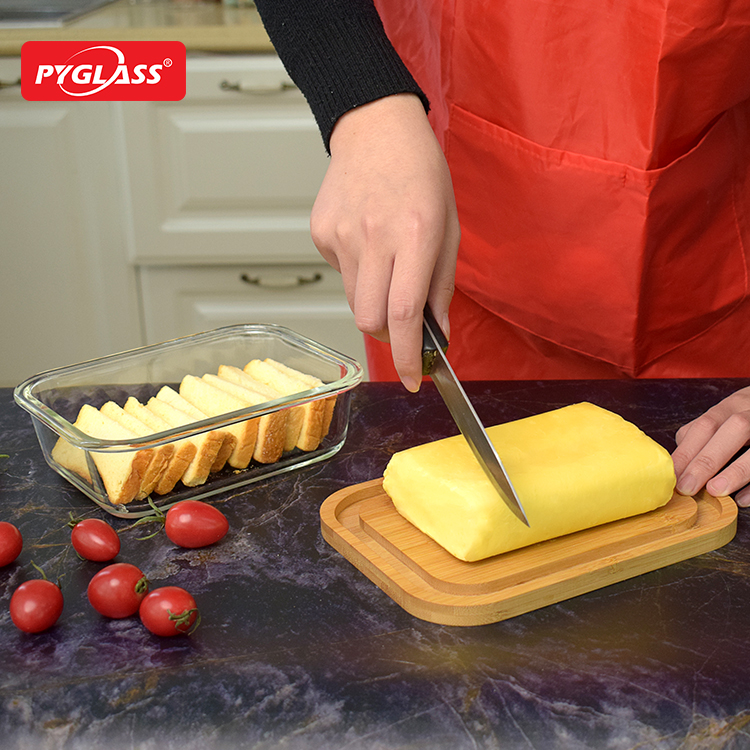 High Borosilicate Glass Bamboo Butter Dish -Product Overviews