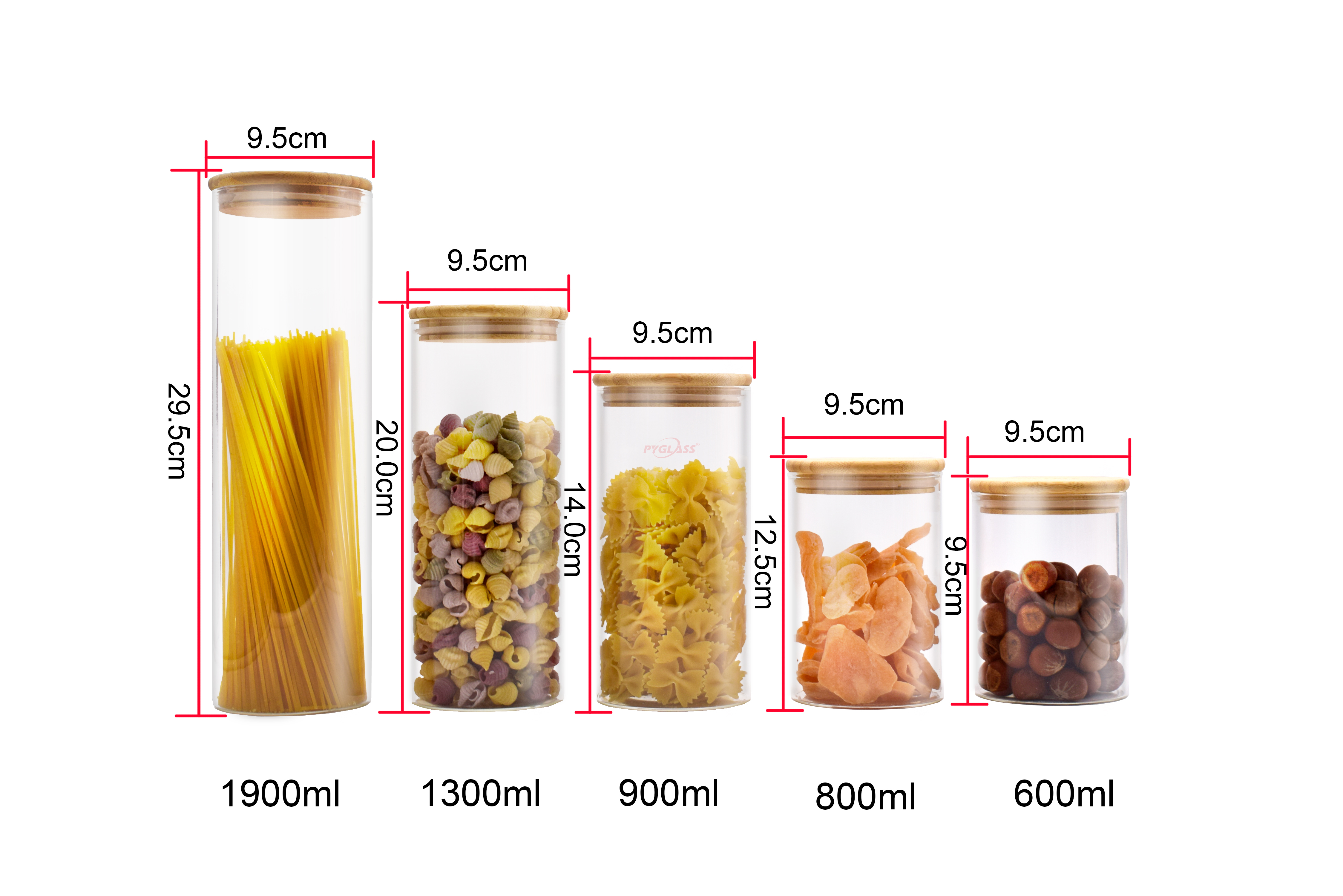 Glass Storage Jars with Airtight Bamboo Lid -Product Description