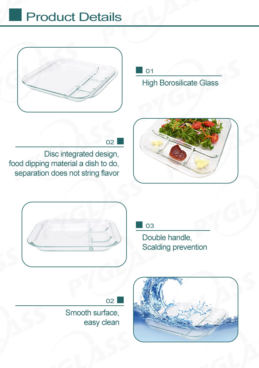 Glass Divided Plate with 4 Compartments -Product Overviews
