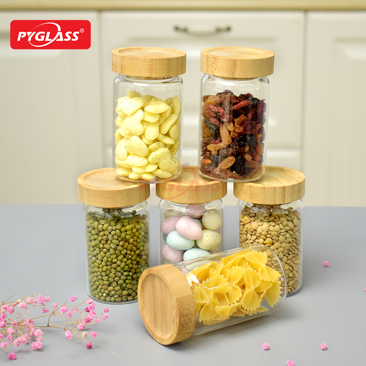 Bamboo Lid Glass Storage Jar Sets