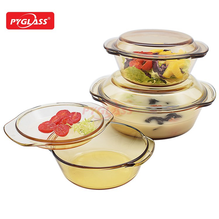 Amber Round Casserole Dish with Lid