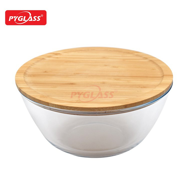 High Brosilicate Salad Bowl with Bamboo Lid
