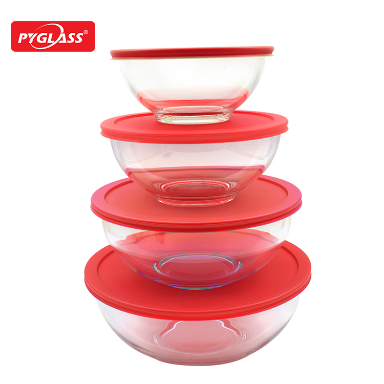 High Brosilicate Salad Bowl Set with PE Lids
