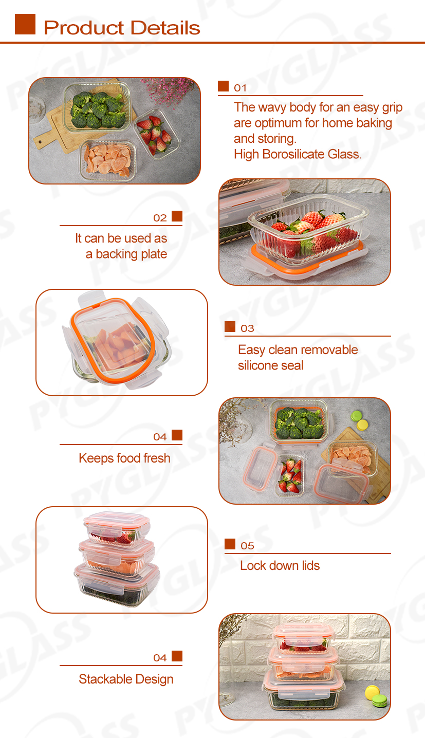 New Design Glass Bento Box Lunch Containers -Product Overviews