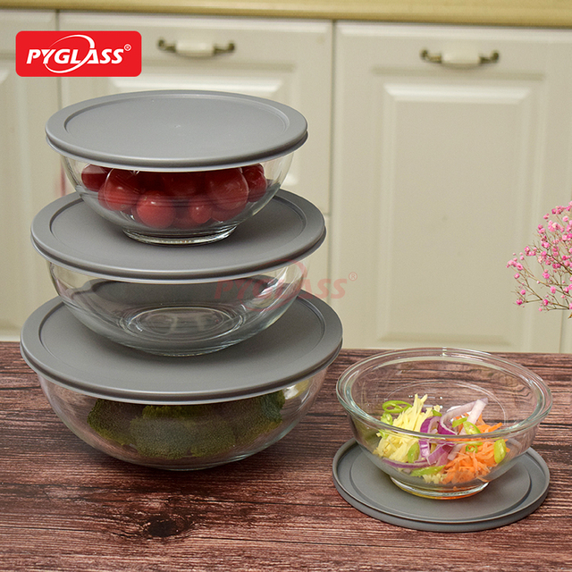 High Brosilicate Salad Bowl Set with PE Lids