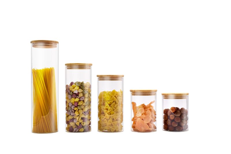 Glass Storage Jars with Airtight Bamboo Lid