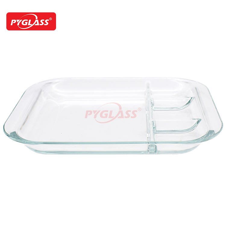 Glass Divided Plate with 4 Compartments