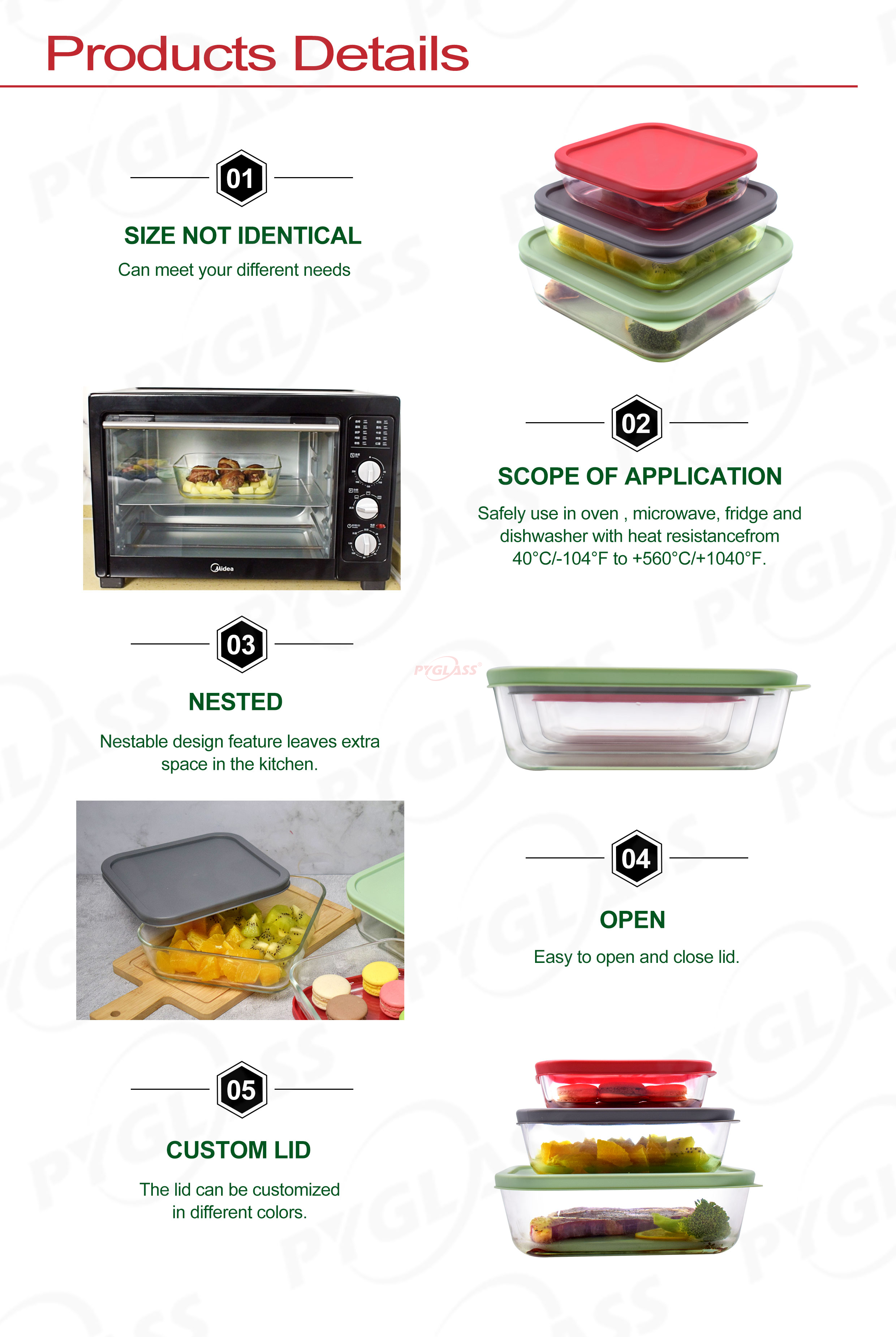 Square glass container with PE lid -Product Overviews