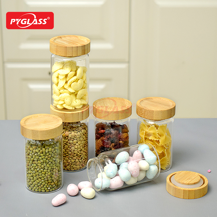 Bamboo Lid Glass Storage Jar Sets