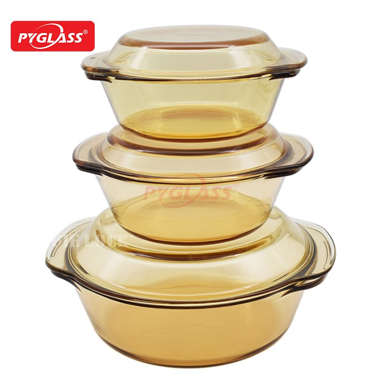 Amber Round Casserole Dish with Lid