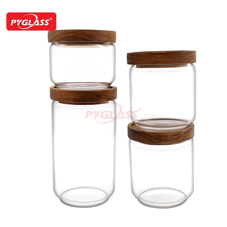 Acacia Wooden Lid Glass Canister