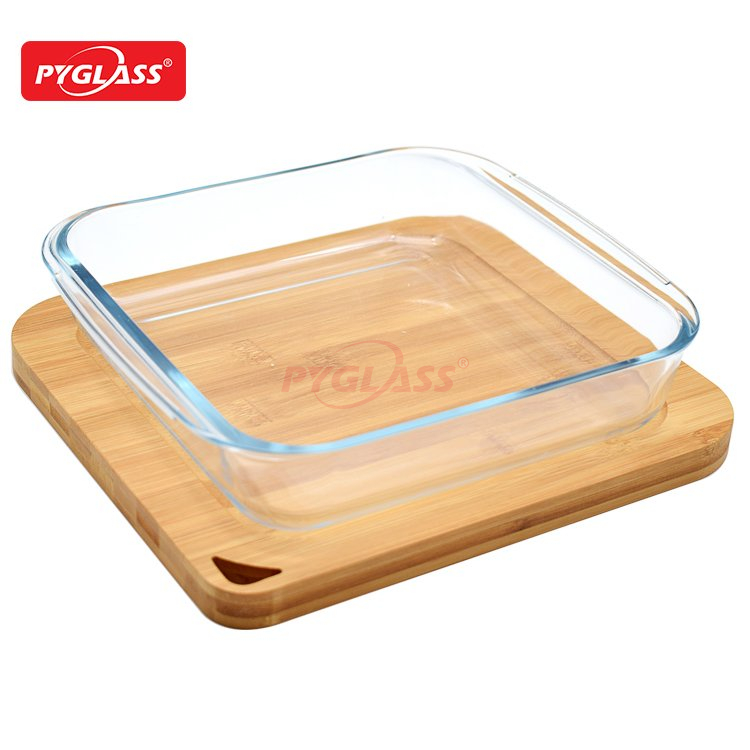 Square Glass Baking Dish with Bamboo Lid