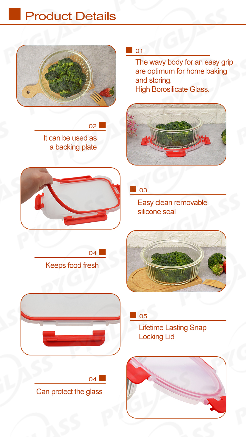 Glass Meal Prep Containers with Snap Locking Lids Glass Food Containers -Product Overviews