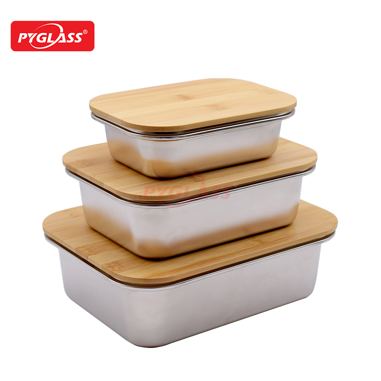 Stainless Steel Food Storage Containers with Bamboo Lid