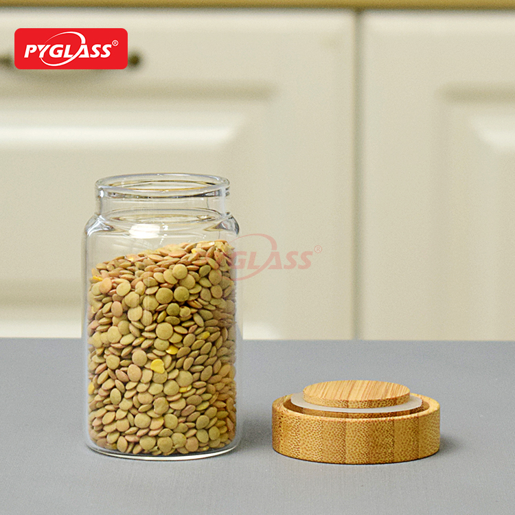 Bamboo Lid Glass Storage Jar Sets