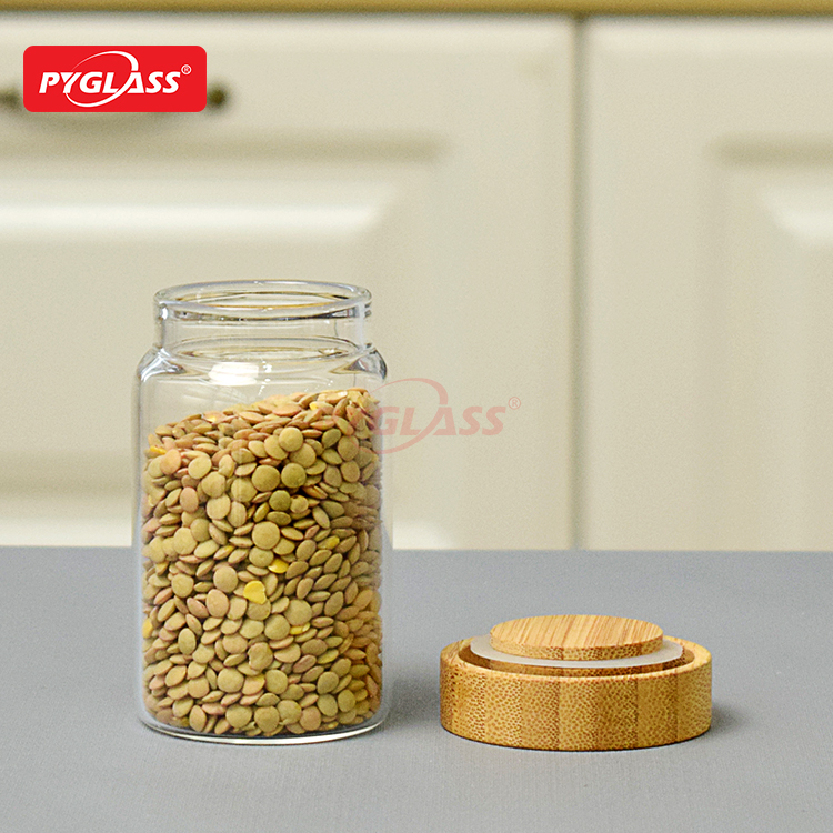 Bamboo Lid Glass Storage Jar Sets