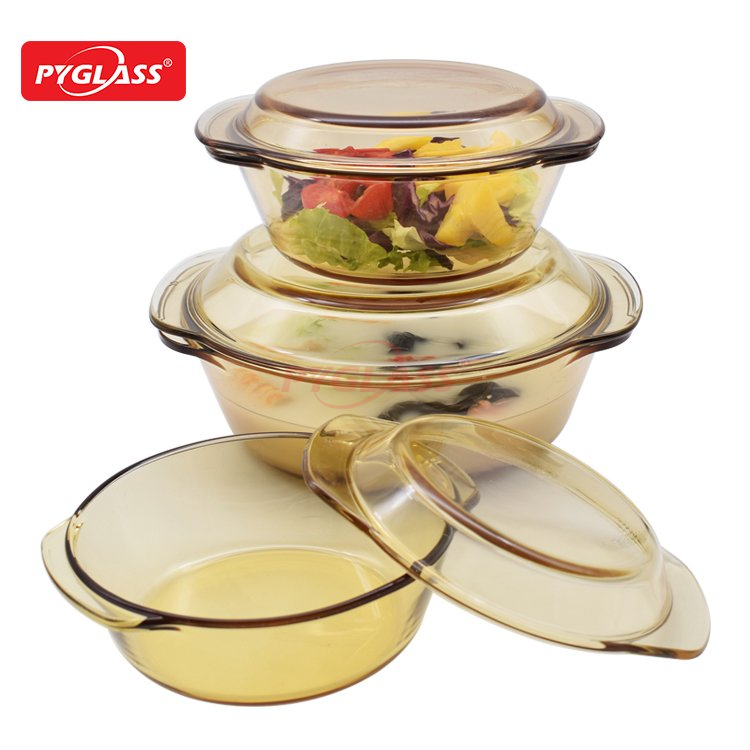 Amber Round Casserole Dish with Lid