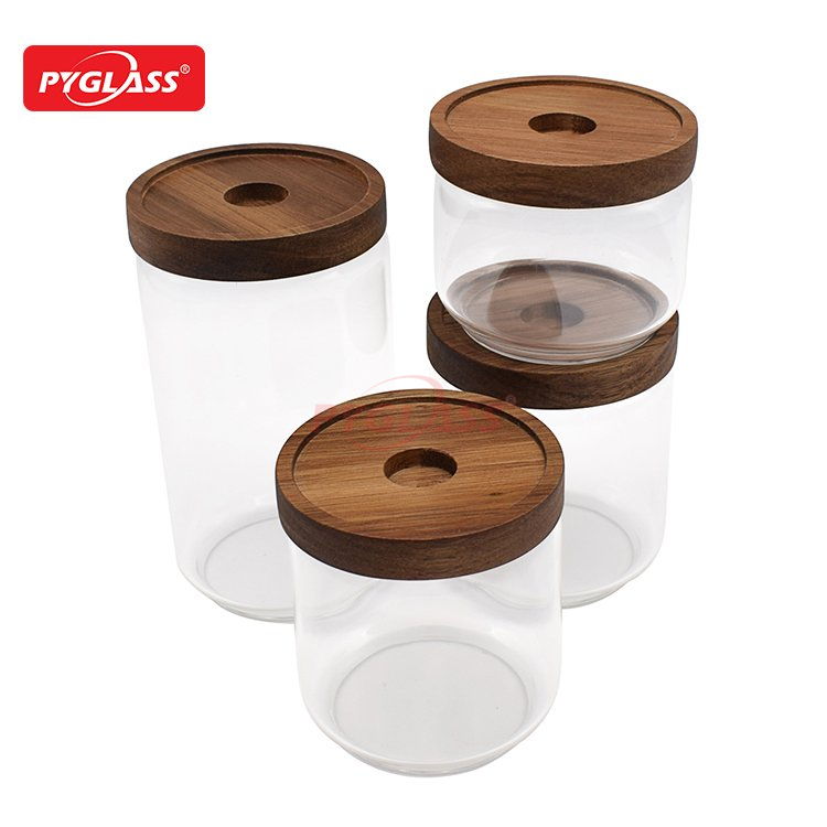 Acacia Wooden Lid Glass Canister