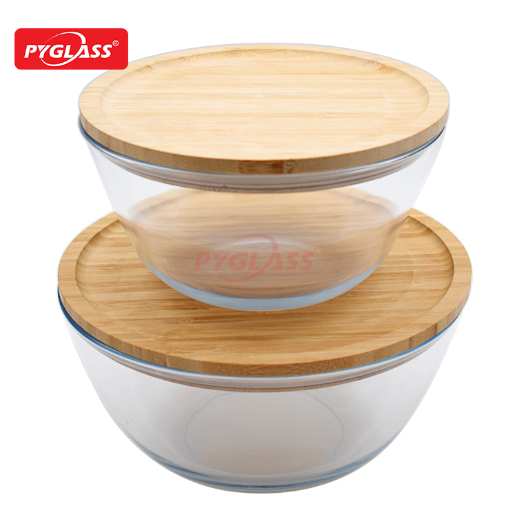 Glass Mixing Bowl with Bamboo Lid