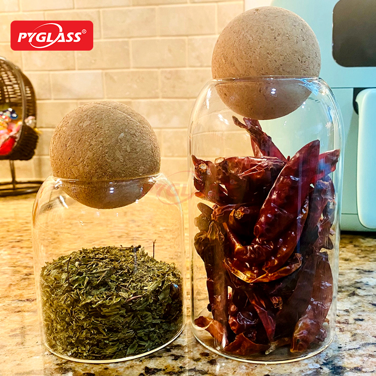 Glass Storage Jar with Cork Ball Lid