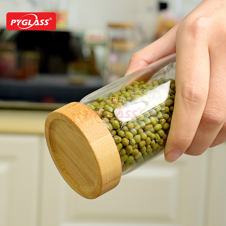 Bamboo Lid Glass Storage Jar Sets