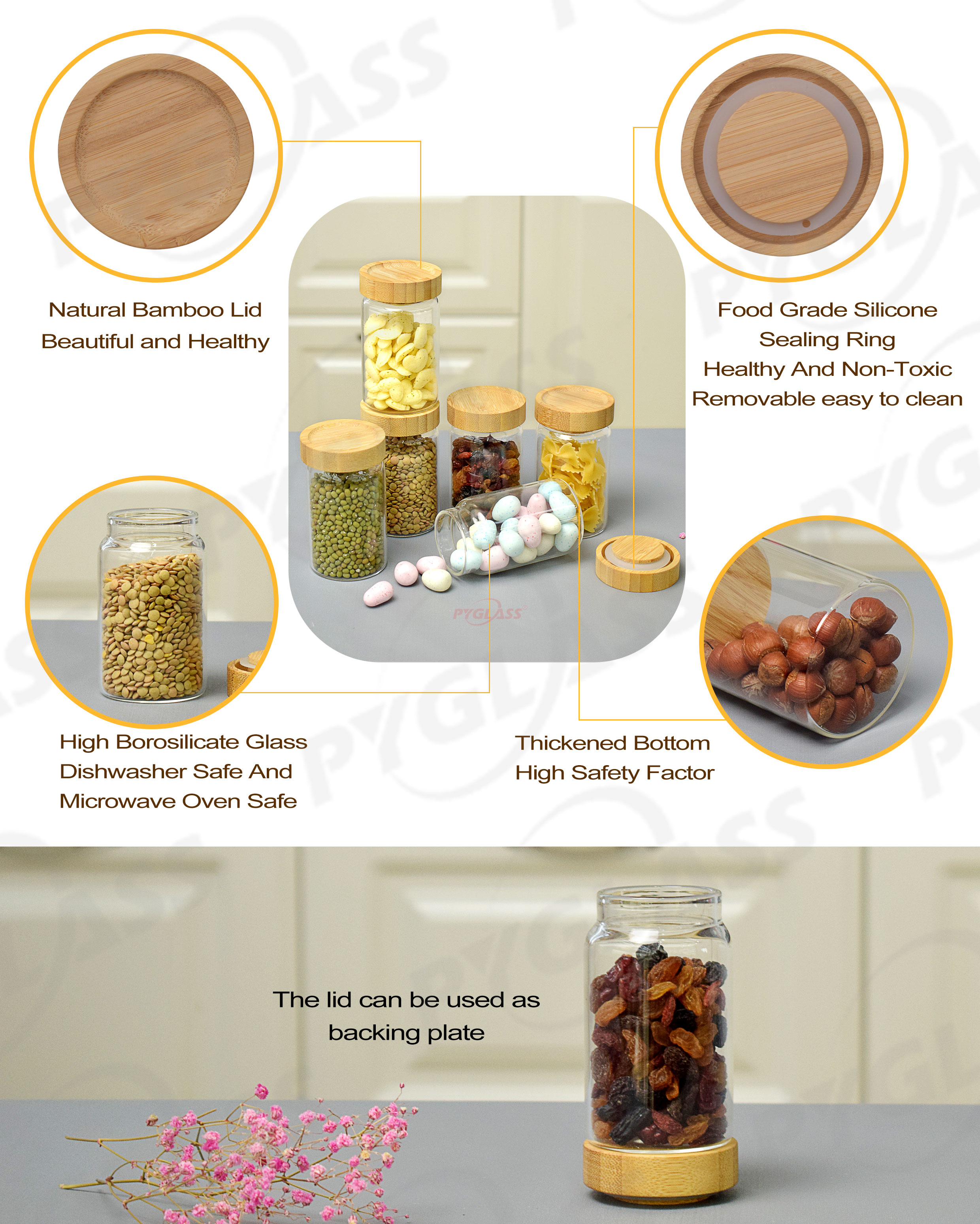 Bamboo Lid Glass Storage Jar Sets -Product Overviews