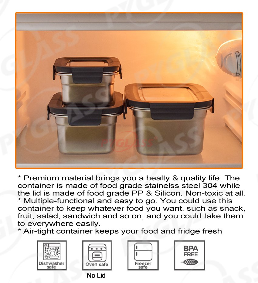 Square Stainless Steel Food Storage Containers -Use & Care