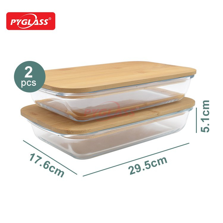 Rectangular Glass Bakeware Set with Bamboo Lids