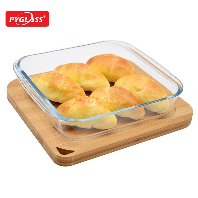 Square Glass Baking Dish with Bamboo Lid