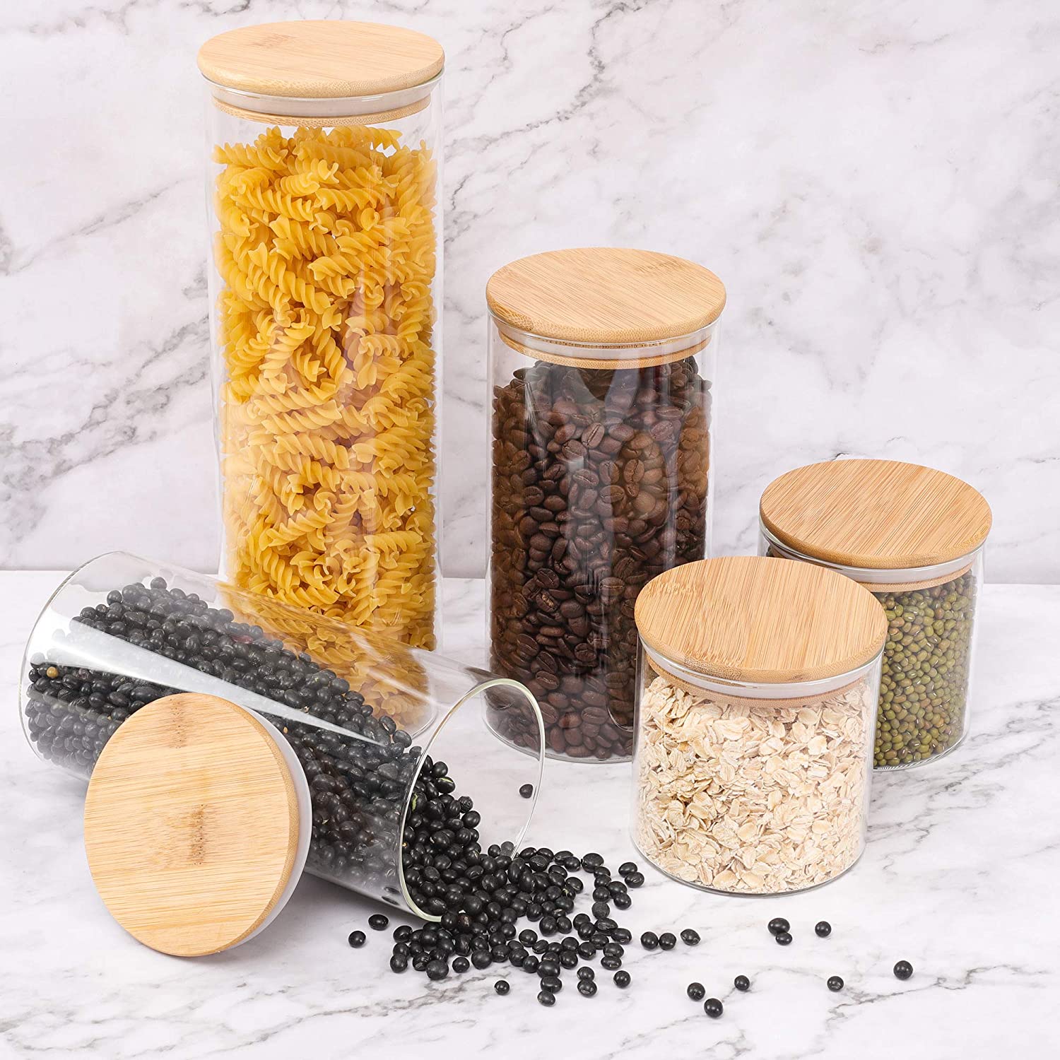 Round glass food jar