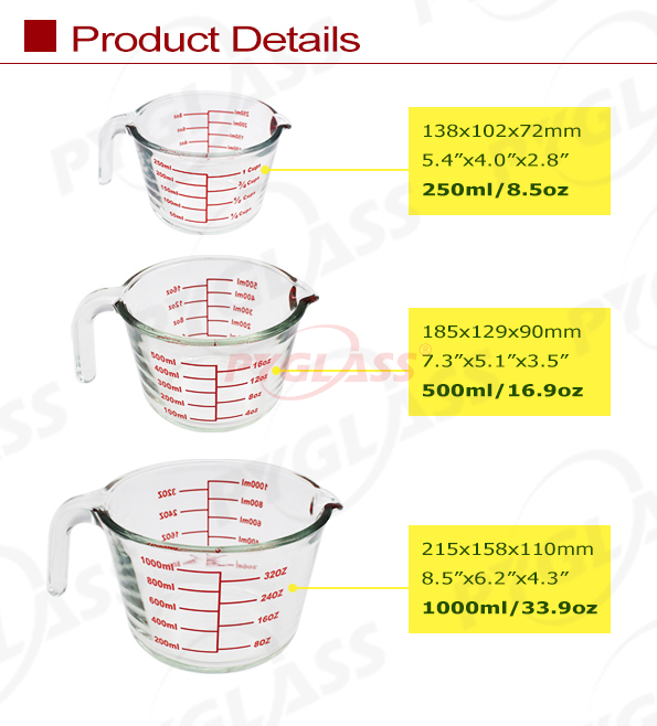 Microwave And Oven Safe Glass Measuring Cup -Product Description