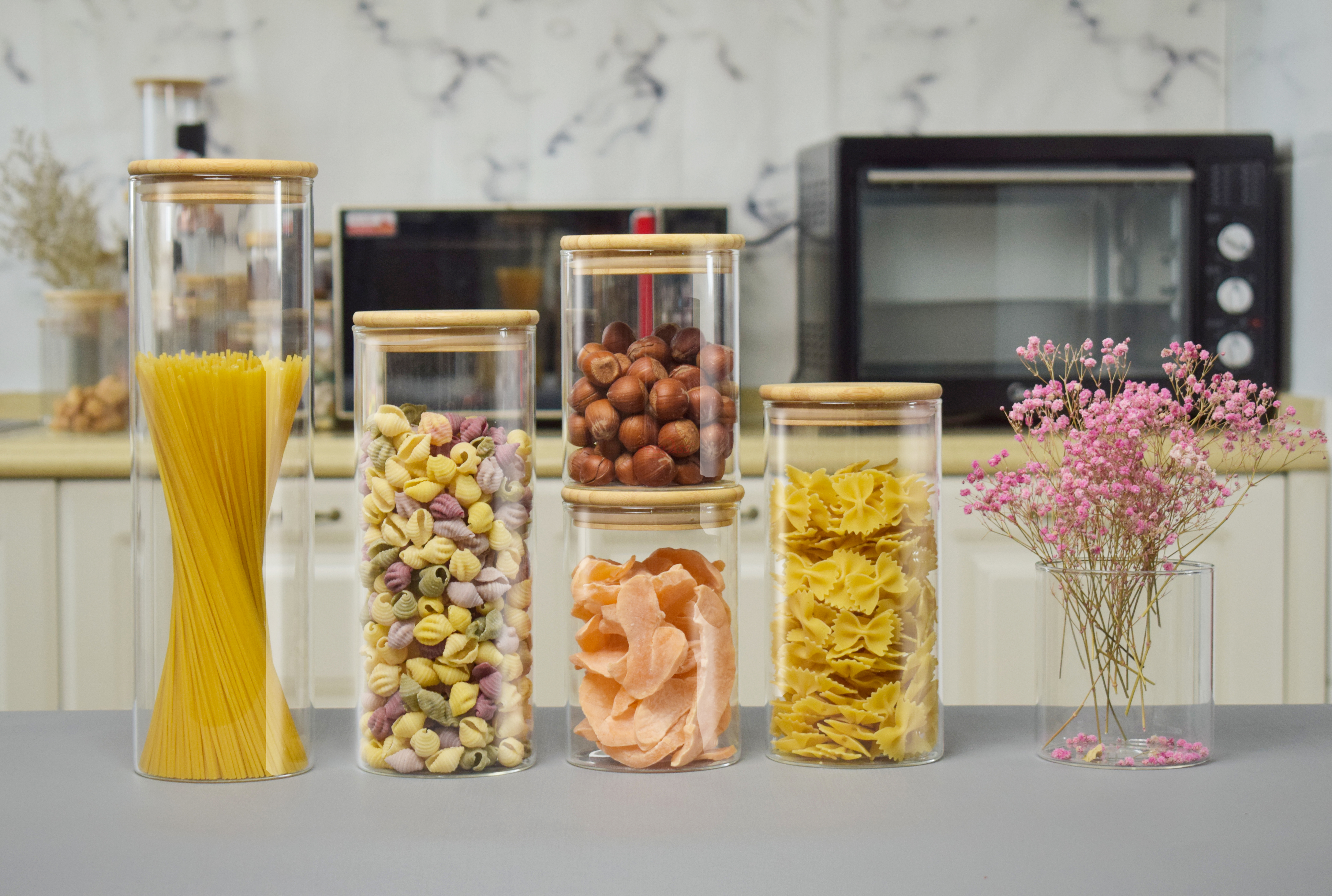 Glass Storage Jars with Airtight Bamboo Lid
