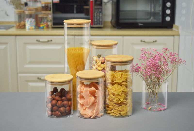 Glass Storage Jars with Airtight Bamboo Lid