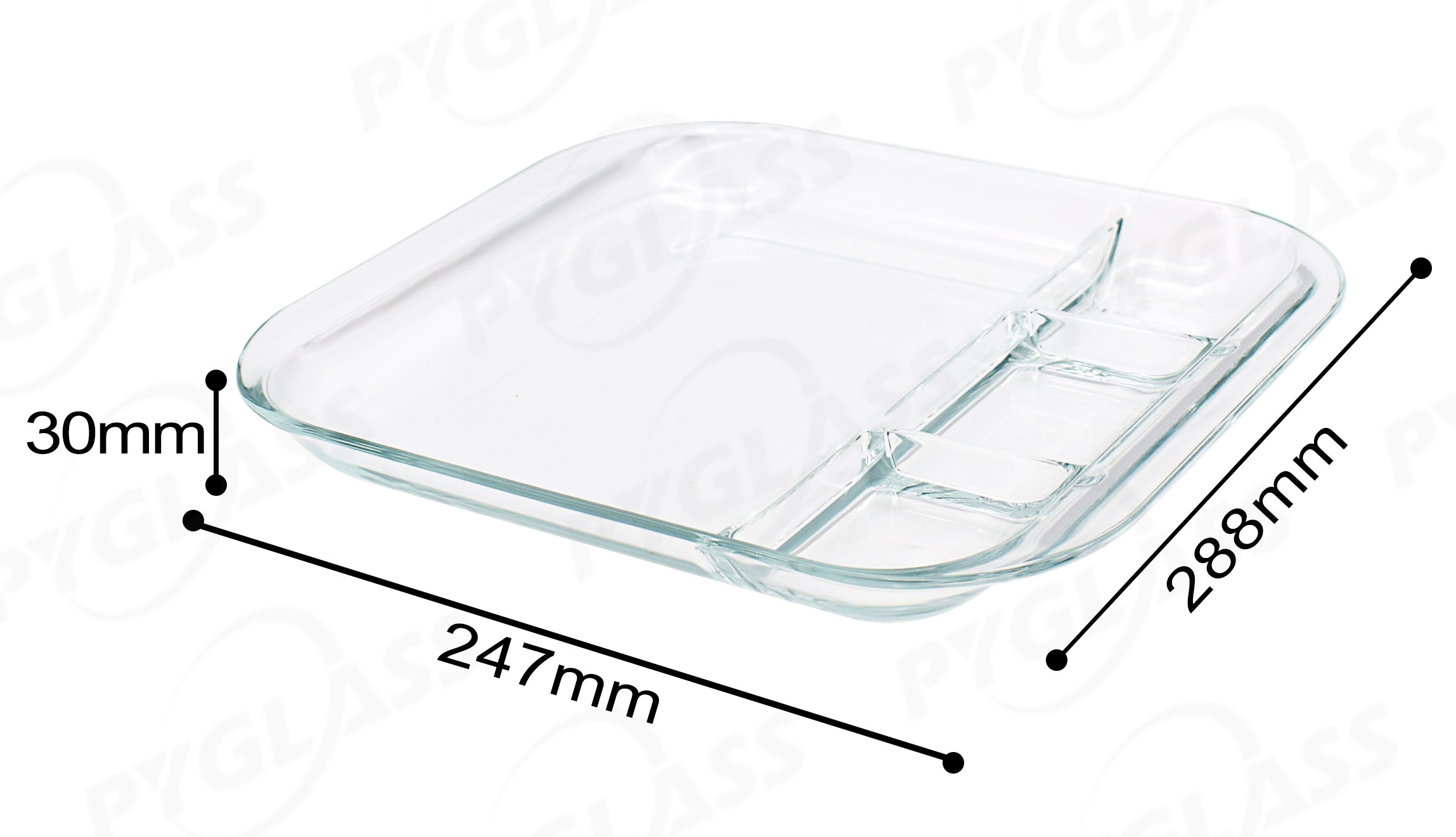 Glass Divided Plate with 4 Compartments -Product Description