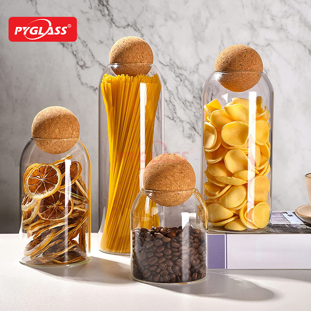 Glass Storage Jar with Cork Ball Lid