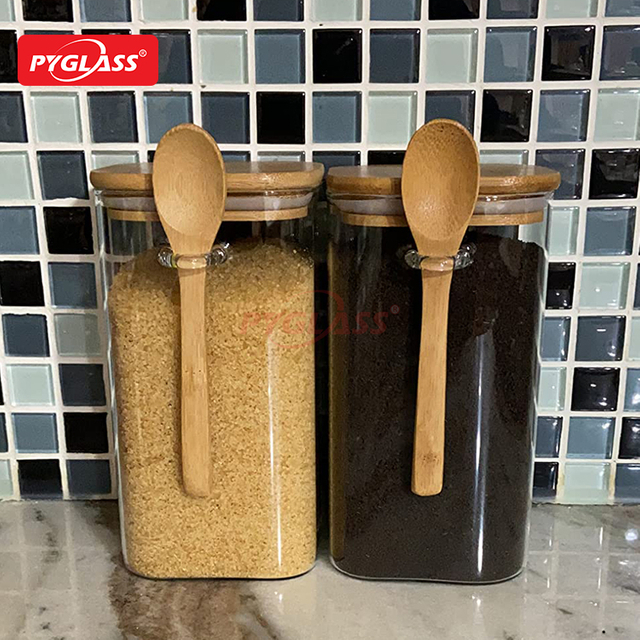 High Borosilicate Glass Storage Jar with Spoon