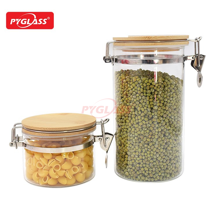 Glass Storage Jars with Airtight Locking Clamp Lids