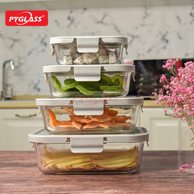 Heat Resistant Glass Meal Prep Containers with Stainless Steel Lid