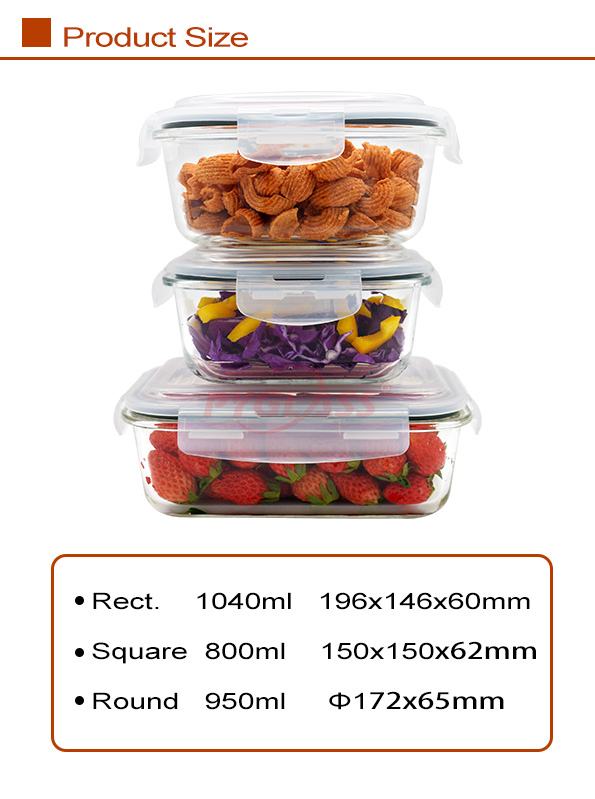 Glass Containers for Food Storage with BPA Free Lids -Product Description