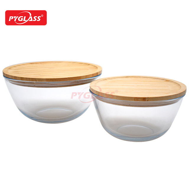 Glass Mixing Bowl with Bamboo Lid