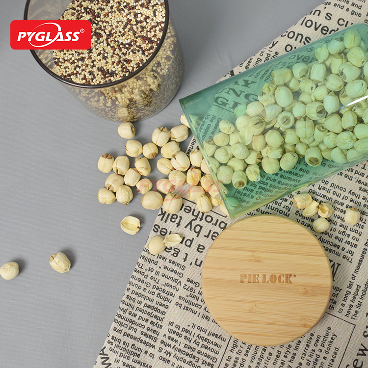 Colorful Borosilicate Glass Canister with Sealed Bamboo Lids