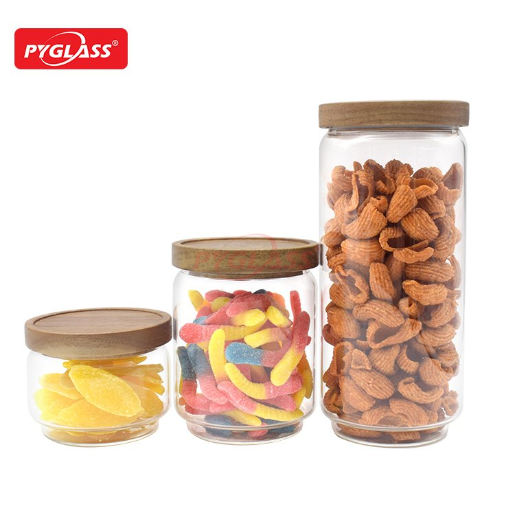 Glass Storage Canister with Acacia Wooden Lid