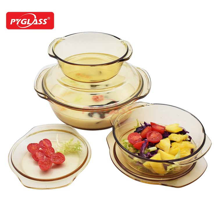 Amber Round Casserole Dish with Lid