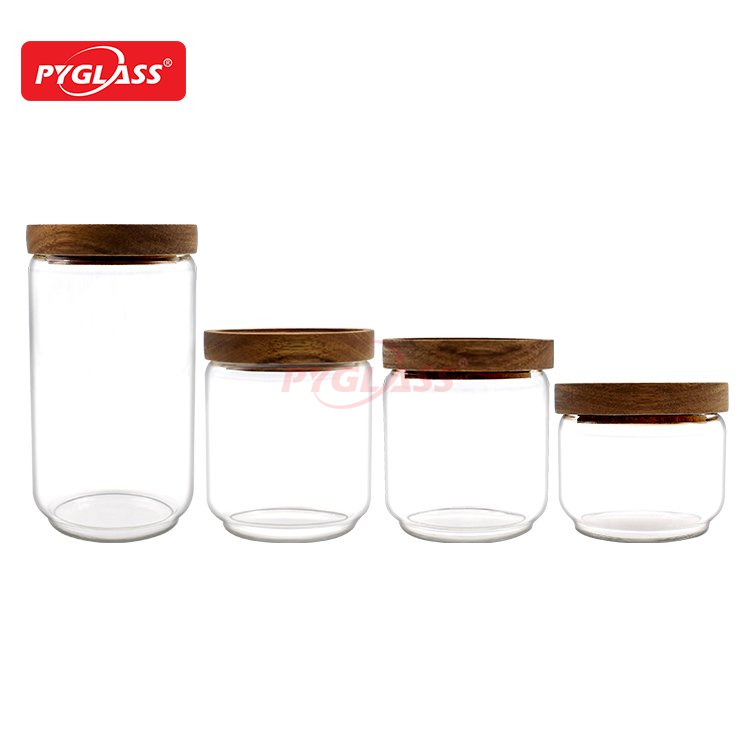 Acacia Wooden Lid Glass Canister