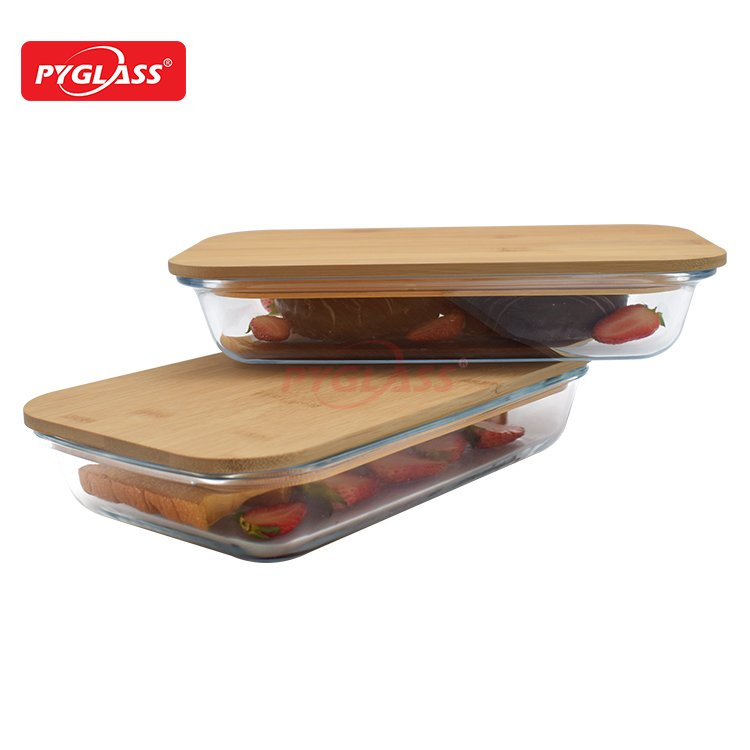 Rectangular Glass Bakeware Set with Bamboo Lids