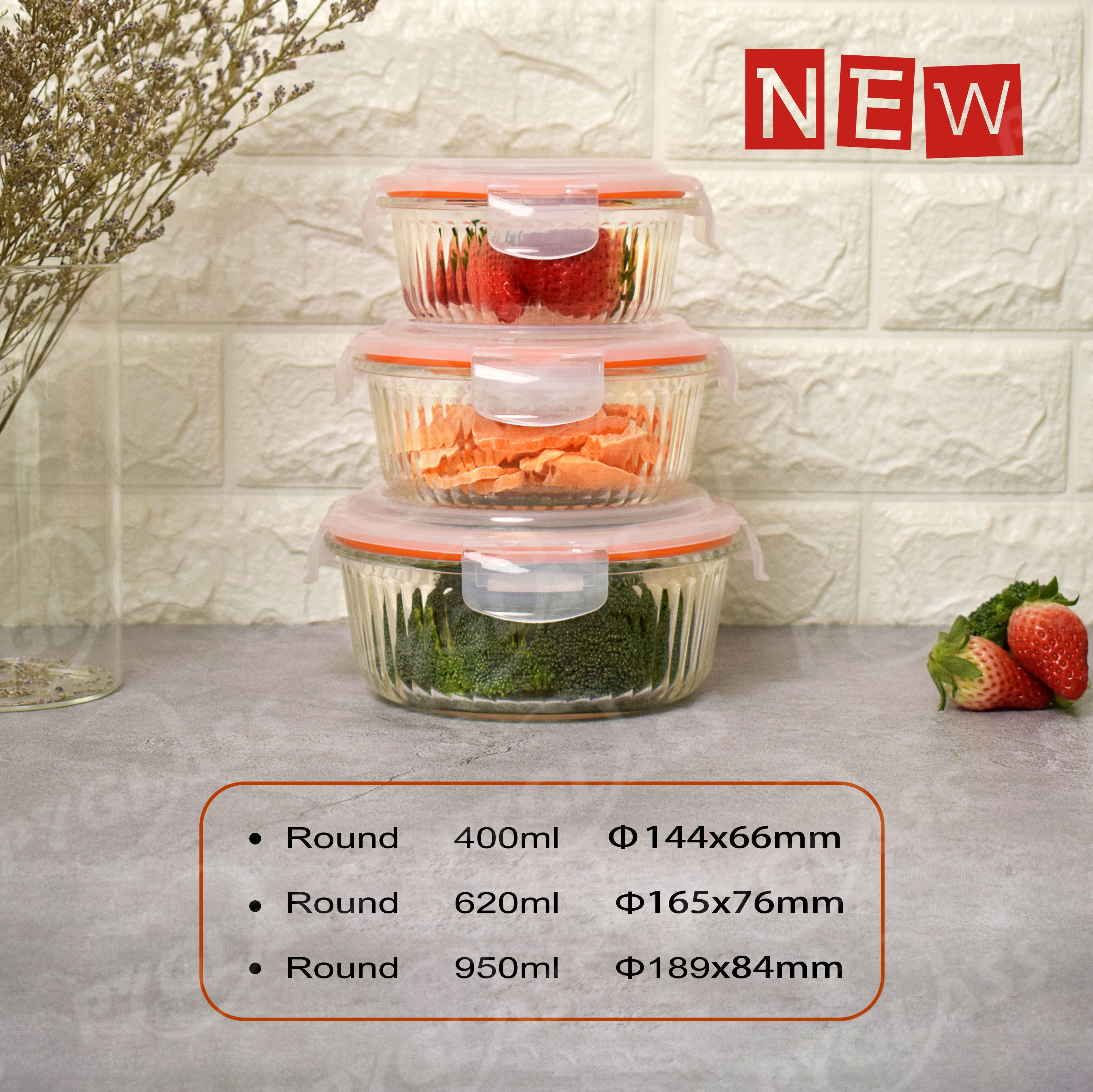 New Design Airtight Glass lunch Containers with Lids -Product Description