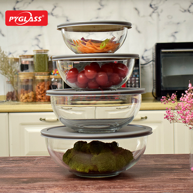 Glass Mixing Bowls with Lids - 4-Piece Mixing Bowl Set with BPA-Free lids
