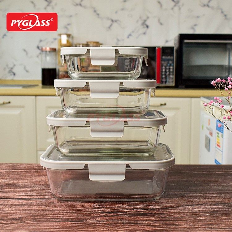 Heat Resistant Glass Meal Prep Containers with Stainless Steel Lid