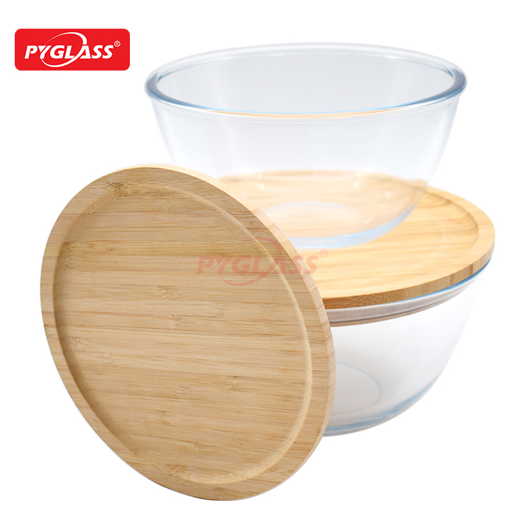 Glass Mixing Bowl with Bamboo Lid