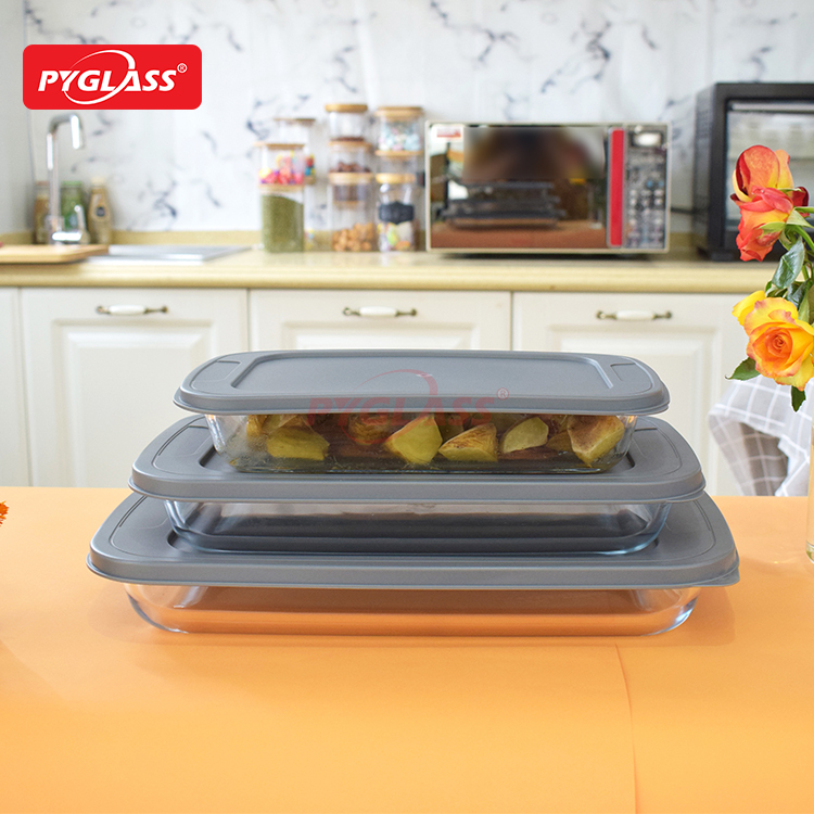 Different Shapes Glass Baking Dish with PP Lid
